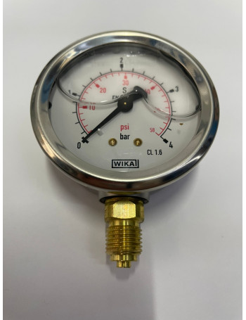 Wika Manometer 63, 0 - 4 bar/psi, G1/4 onder, kast rvs